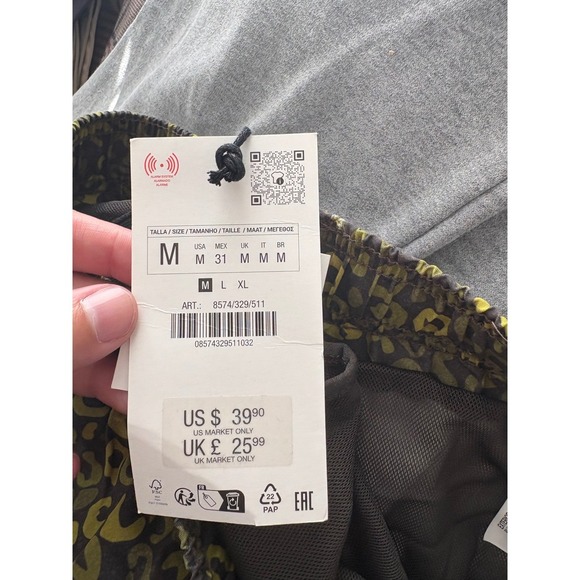 NWT - Zara Long Animal Print Swimming Trunks – Pistachio – Size Medium - Picture 5 of 6